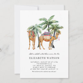 Invitación Camellos acuarelas y palmeras desierto Baby Shower
