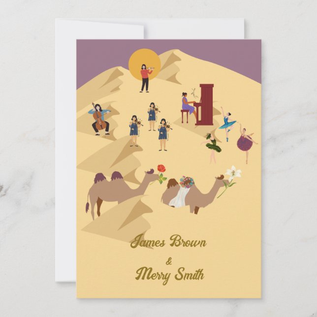 Invitación Camellos de postre enamorados Músicos Ballerina Bo (Anverso)