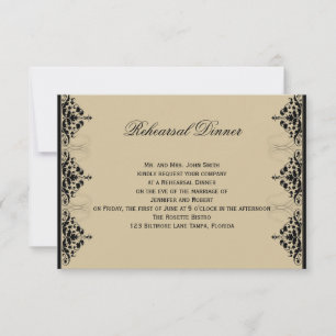 Invitación Camelot Gold con Black Scrolls Boda ensayo