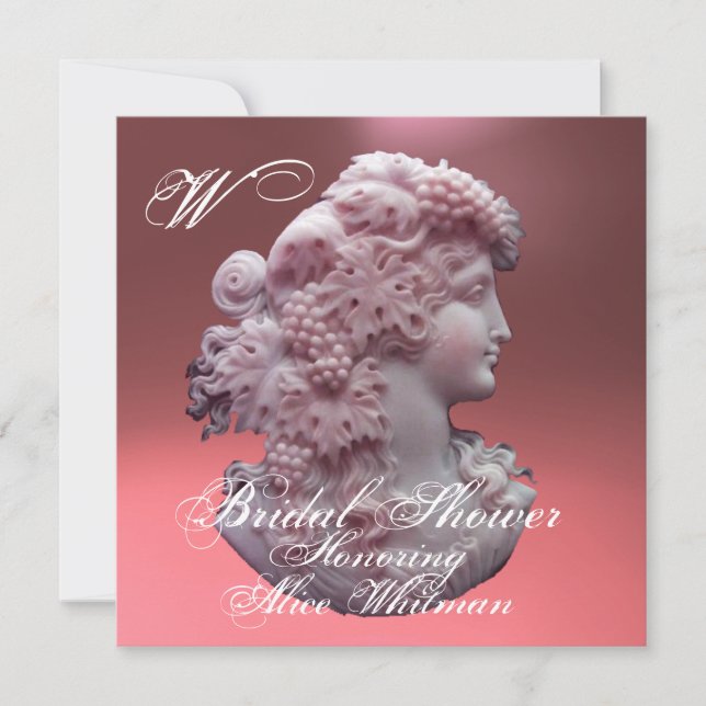 INVITACIÓN CAMEO ANTIGUO, DUCHA BRIDAL DE LADY Y GRAPES (Anverso)