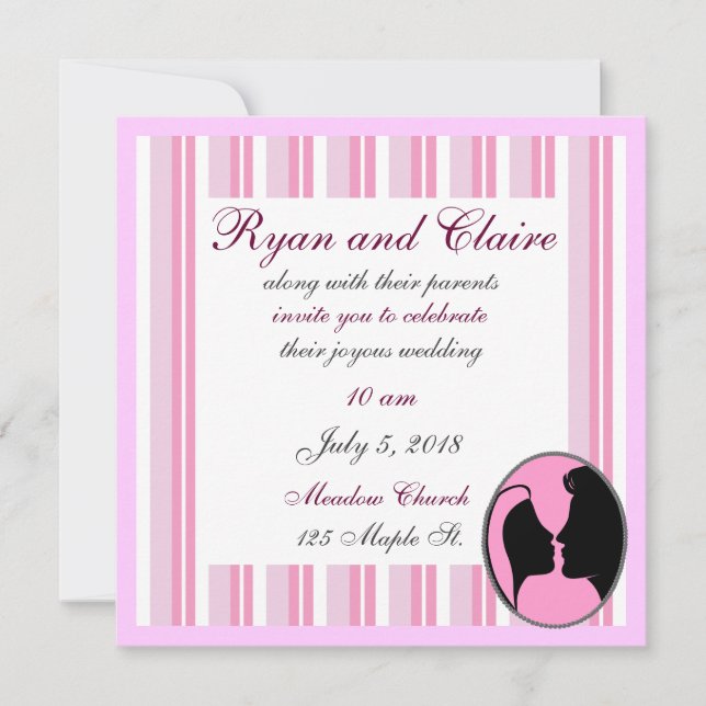 Invitación Cameo Kiss Silhouette Wedting (Anverso)