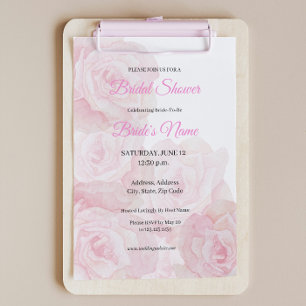 Invitación Camila Elegant Pink Rose Bridal Shower