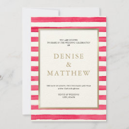 Invitación Camilia Rose Franjas de Acuarela y Letras Doradas