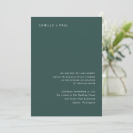 Invitación Camille Pine Green Modern Boda