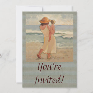 Invitación Camina de playa con madre y bebé