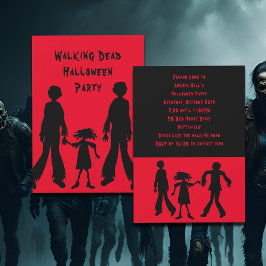 Invitación Caminando por la fiesta de Halloween de los Zombie