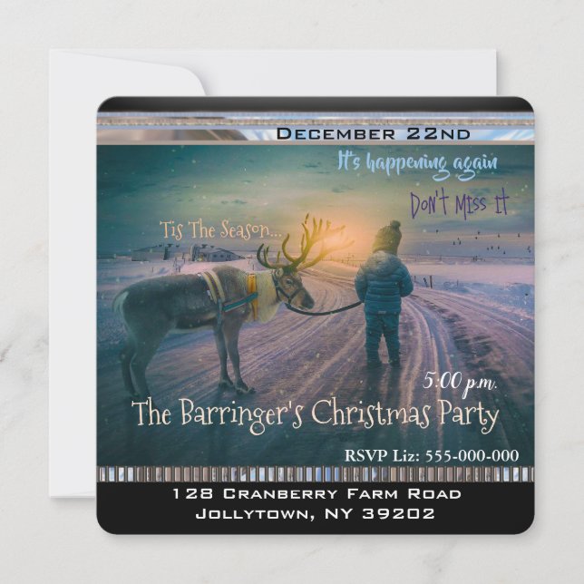 Invitación Caminar por mi Fiesta de Navidades anuales de reno (Anverso)