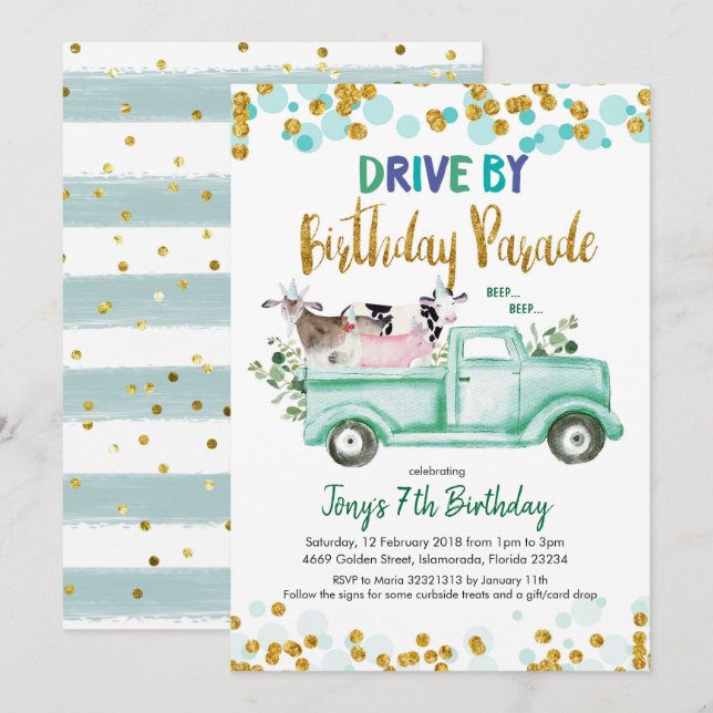 Invitación Caminata agrícola por el desfile de cumpleaños de  (Anverso / Reverso)