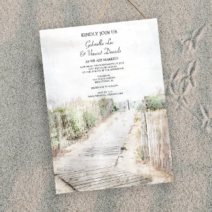 Invitación Caminata de madera hasta la boda de la playa