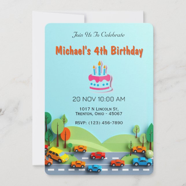 Invitación Camino a la fiesta de cumpleaños de aventura (Anverso)