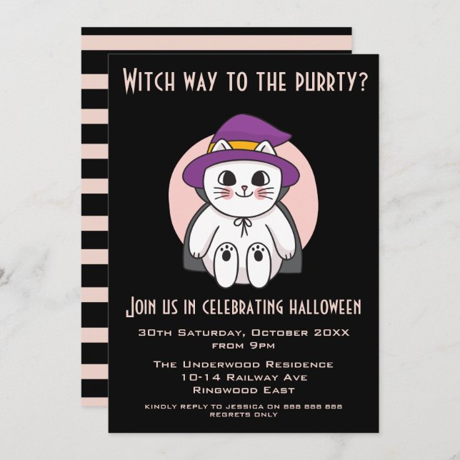 INVITACIÓN CAMINO A LA PARTE FIESTA HALLOWEEN (Anverso / Reverso)