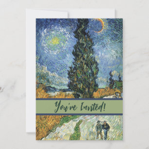 Invitación Camino con Cipreses Impresionismo de Van Gogh