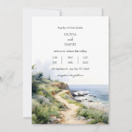Invitación Camino costero panorámico Ocean View Beach Wedding