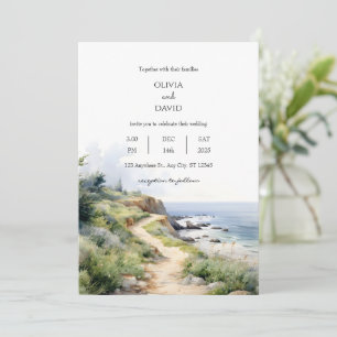 Invitación Camino costero panorámico Ocean View Beach Wedding
