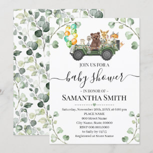 Invitación Camino de animales de Woodland a través de Baby Sh