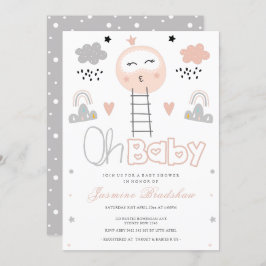 Invitación Camino de Baby Shower a la luna Oh bebé