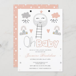 Invitación Camino de Baby Shower a la luna Oh bebé