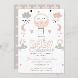 Invitación Camino de Baby Shower al rosa de la luna