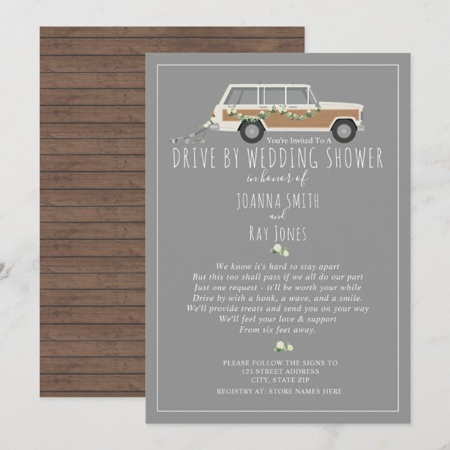 Invitación Camino de distanciamiento social por boda, ducha g (Anverso / Reverso)