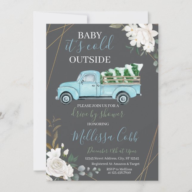 Invitación Camino De Invierno De Baby Shower (Anverso)