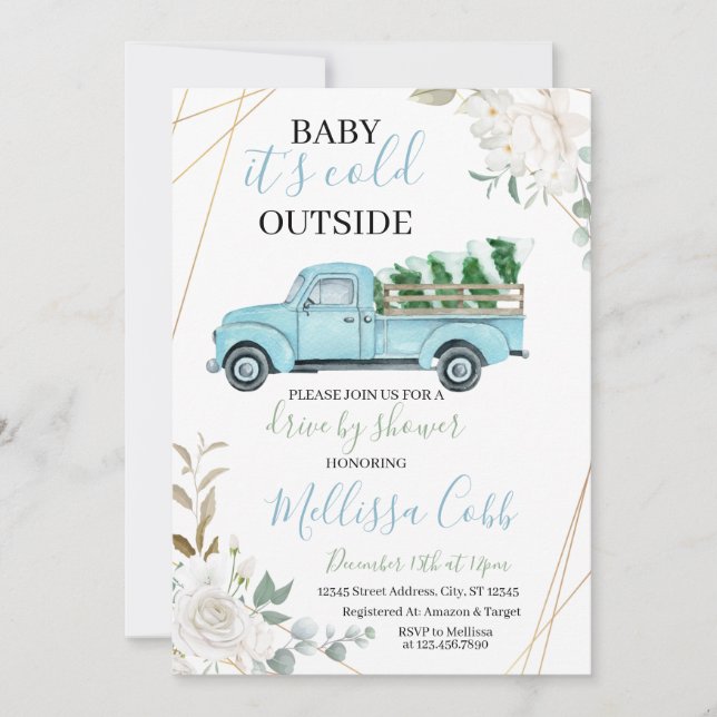 Invitación Camino De Invierno De Baby Shower (Anverso)