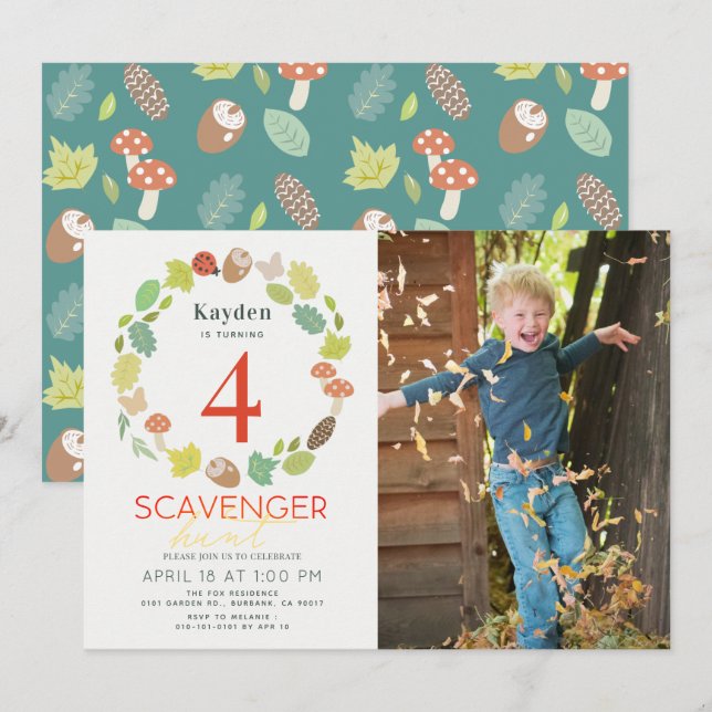 Invitación Camino de la Naturaleza de la Caza de Scavenger Fo (Anverso / Reverso)