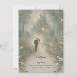Invitación Camino del bosque del castillo de cuento de hadas