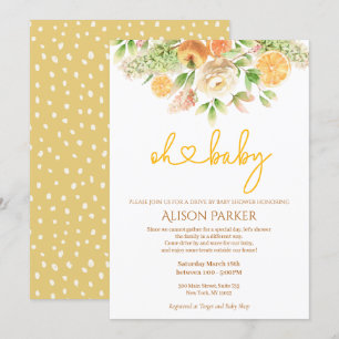 Invitación Camino Floral De Citrus De Rosa Amarillo Por Baby