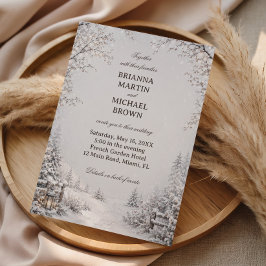 Invitación Camino nevado por el país en invierno