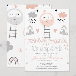 Invitación Camino rociado por el bebé al rosa de la luna