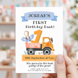 Invitación Camión acuático primera fiesta de cumpleaños con j