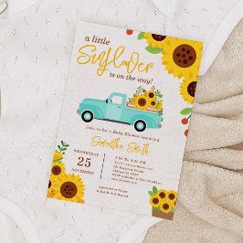 Invitación Camión amarillo girasol Cae en Baby Shower