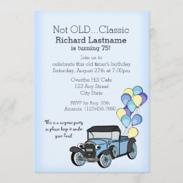 Invitación Camión antiguo con globos Cumpleaños