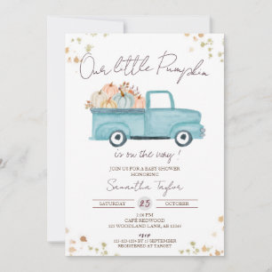 Invitación Camión azul, ducha de bebé, Baby Shower otoño