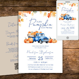 Invitación Camión Azul y Calabacita en Camino Código QR