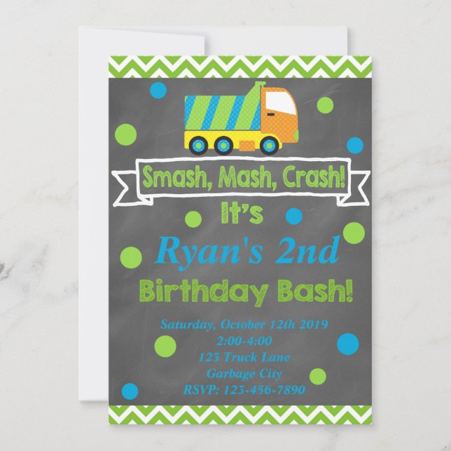 Invitación Camión basura (Anverso)