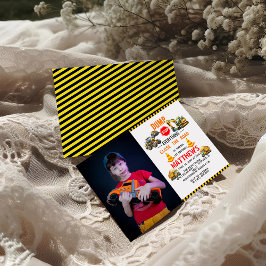 Invitación Camión basurero de construcción Fiesta de cumpleañ