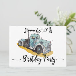 Invitación Camión Blue Semi de la fiesta de cumpleaños de los