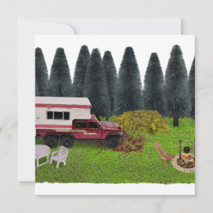 Invitación Camión con caravana en la zona de camping Woods