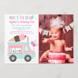Invitación Camión Cute Ice Cream Cumpleaños