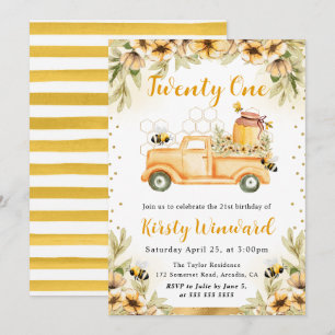Invitación Camión de Abejas de Verano y Girasoles Cumpleaños 
