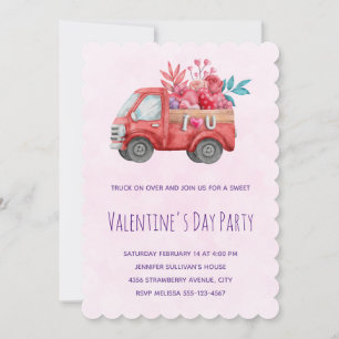 Invitación Camión de amor lindo que lleva regalos de San Vale