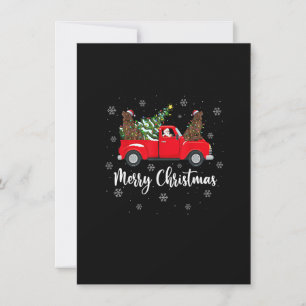 Invitación Camión de árbol de navidad de Santa Riding Perro d