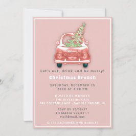 Invitación Camión de auto Rosa de brunch navideño