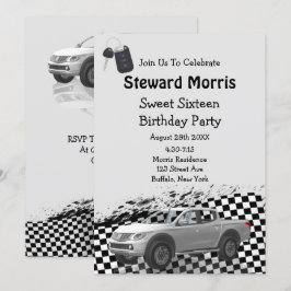 Invitación Camión de bandera bajo control dulce fiesta de cum