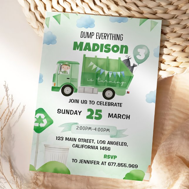 Invitación Camión de basura 3 Fiesta de cumpleaños (Subido por el creador)