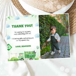 Invitación Camión de basura de cumpleaños foto de agradecimie