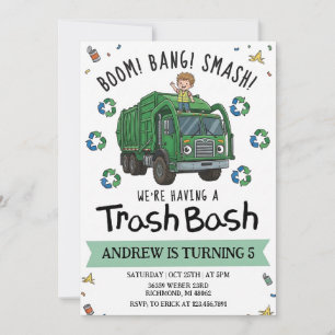 Invitación Camión de basura de cumpleaños para niños