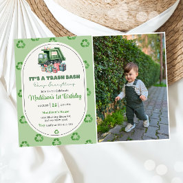 Invitación Camión de basura Fiesta de cumpleaños 1 foto