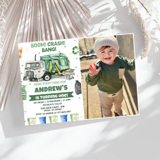 Invitación Camión de basura Fiesta de cumpleaños 1 foto
